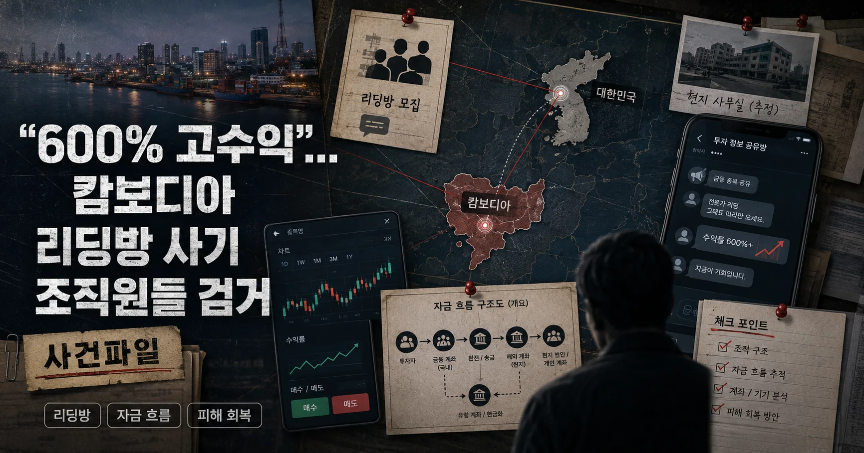1-600% 고수익 캄보디아 리딩방 사기 대표 다큐멘터리 카드
