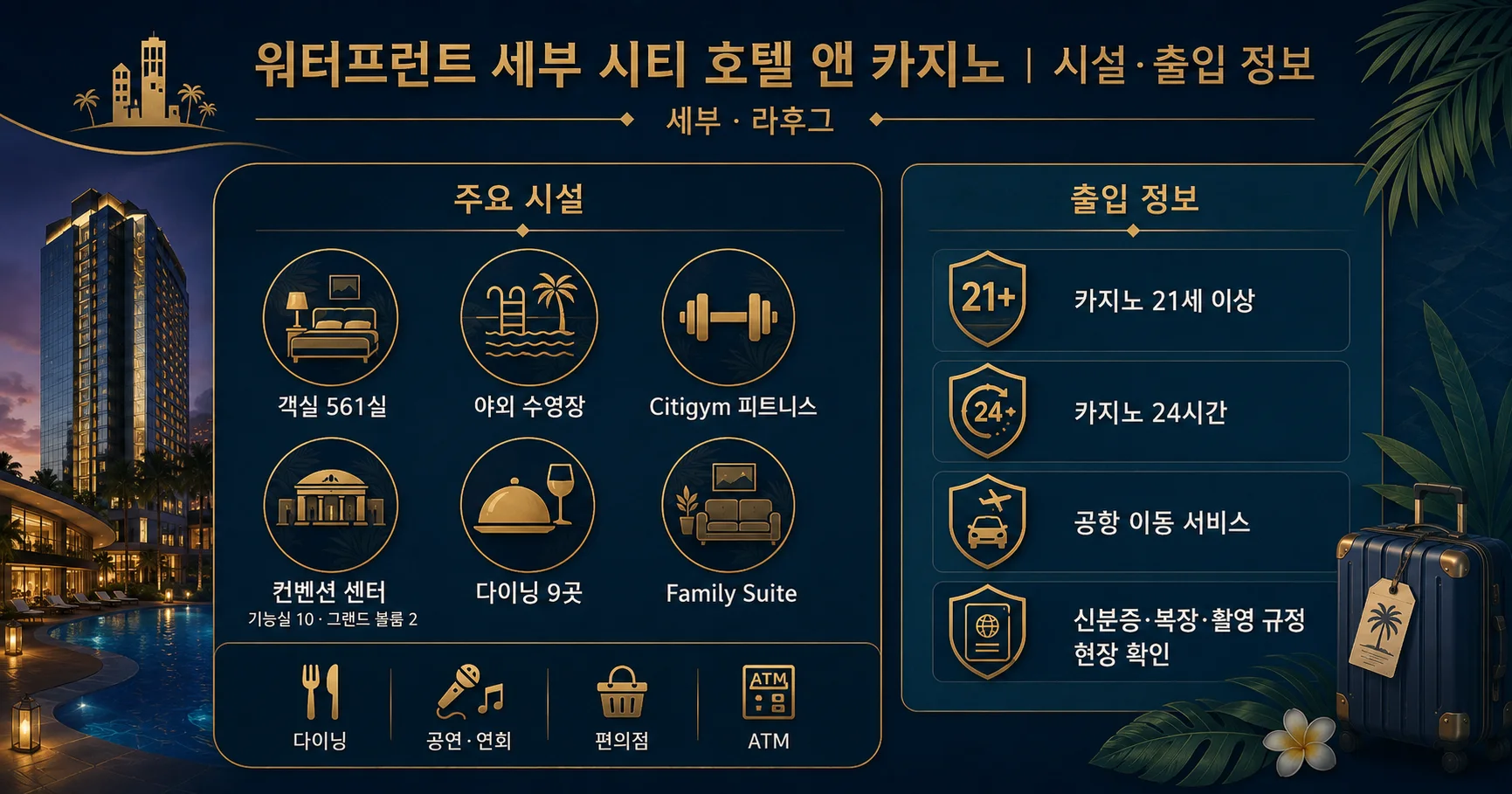 3-워터프런트 세부 시티 호텔 시설과 출입 확인사항