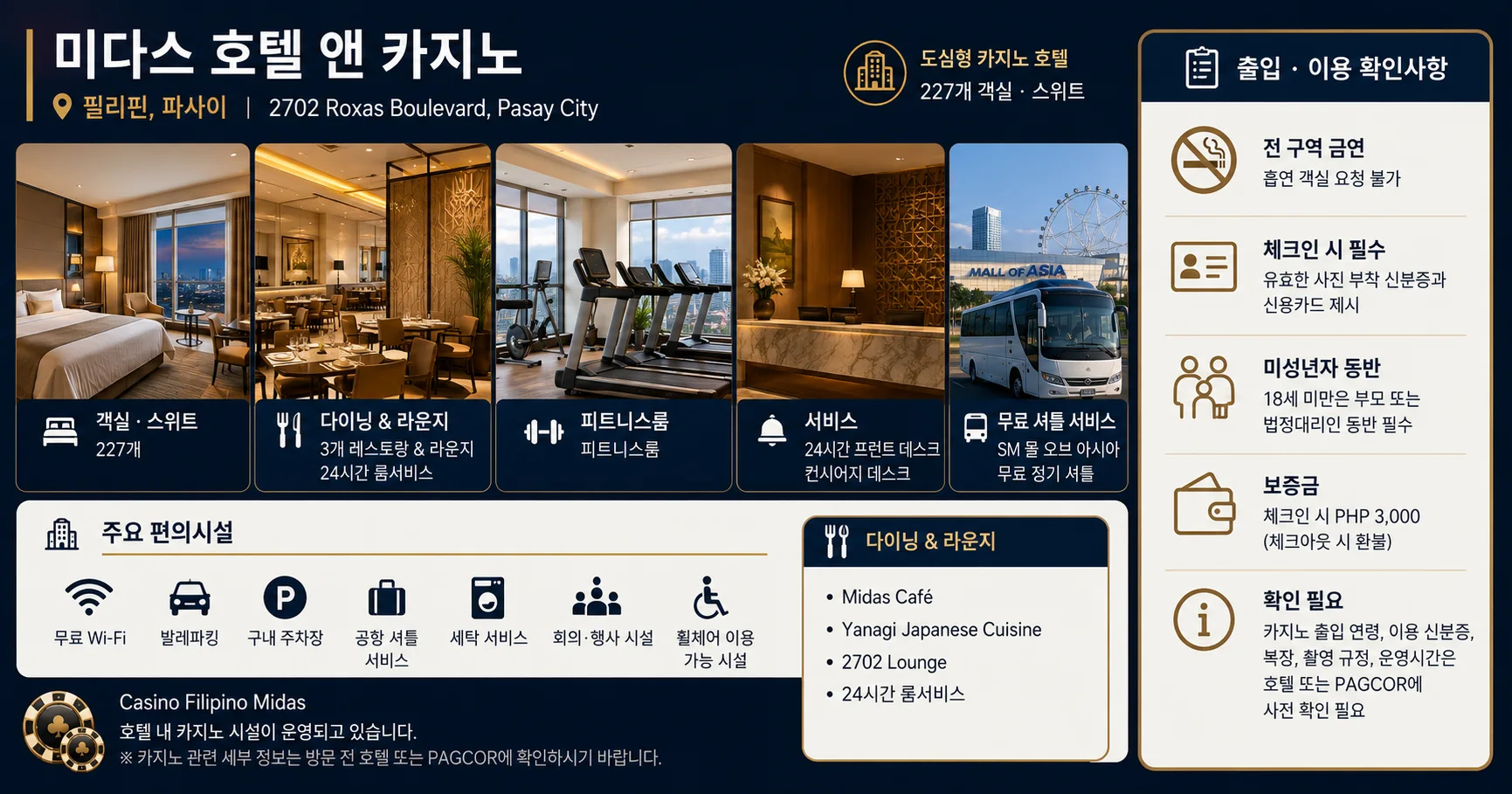 3-미다스 호텔 앤 카지노 시설과 출입 확인사항