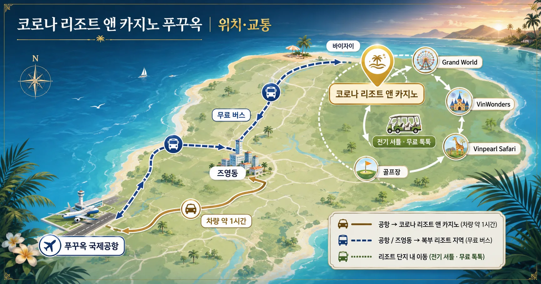 2-코로나 리조트 앤 카지노 푸꾸옥 위치와 이동 정보