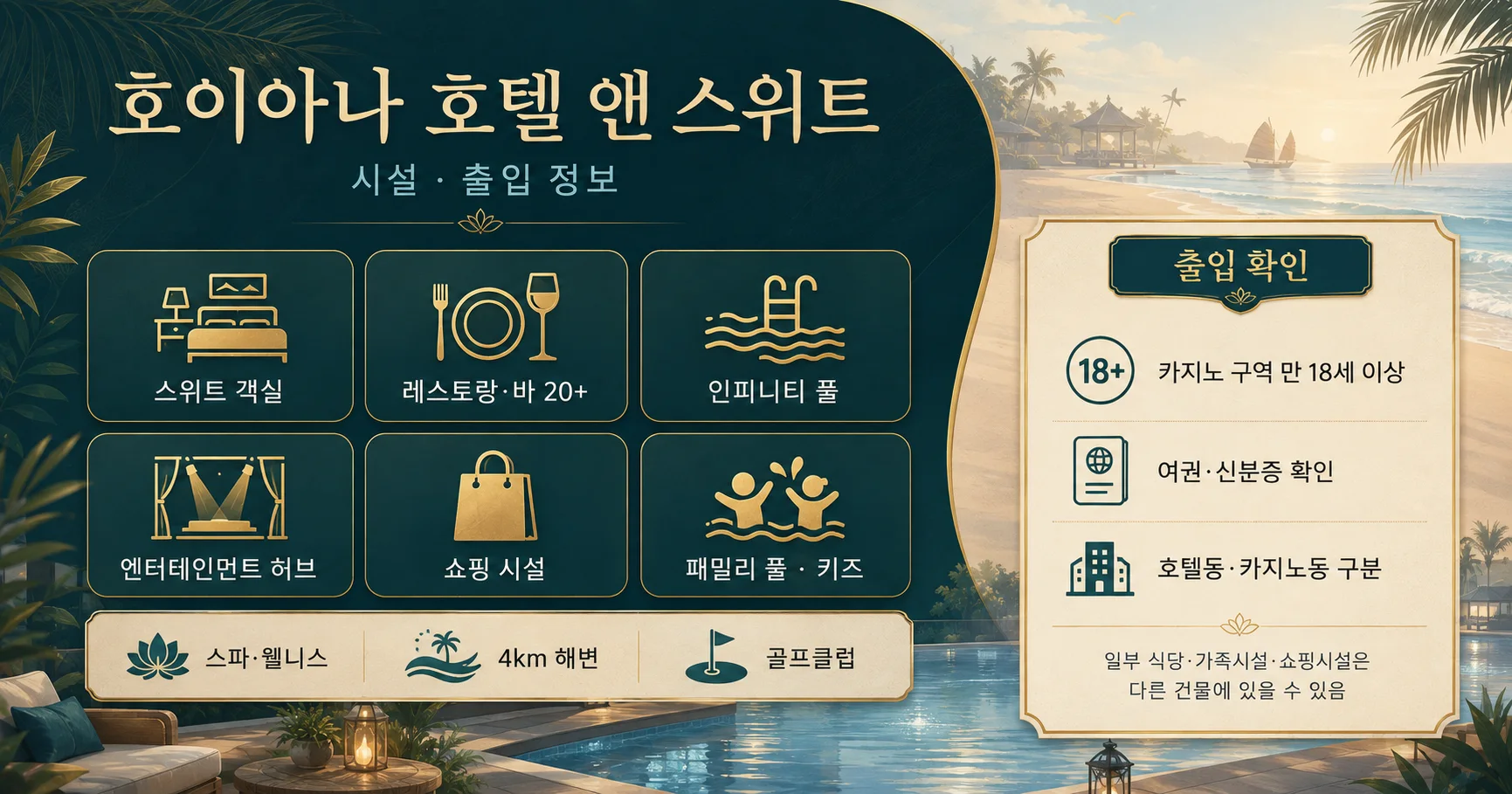 3-호이아나 호텔 앤 스위트 시설과 출입 확인사항
