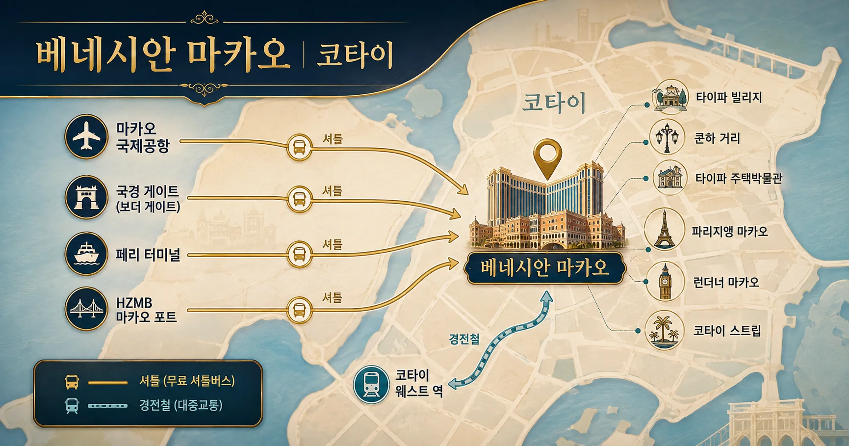 2-베네시안 마카오 위치와 이동 정보