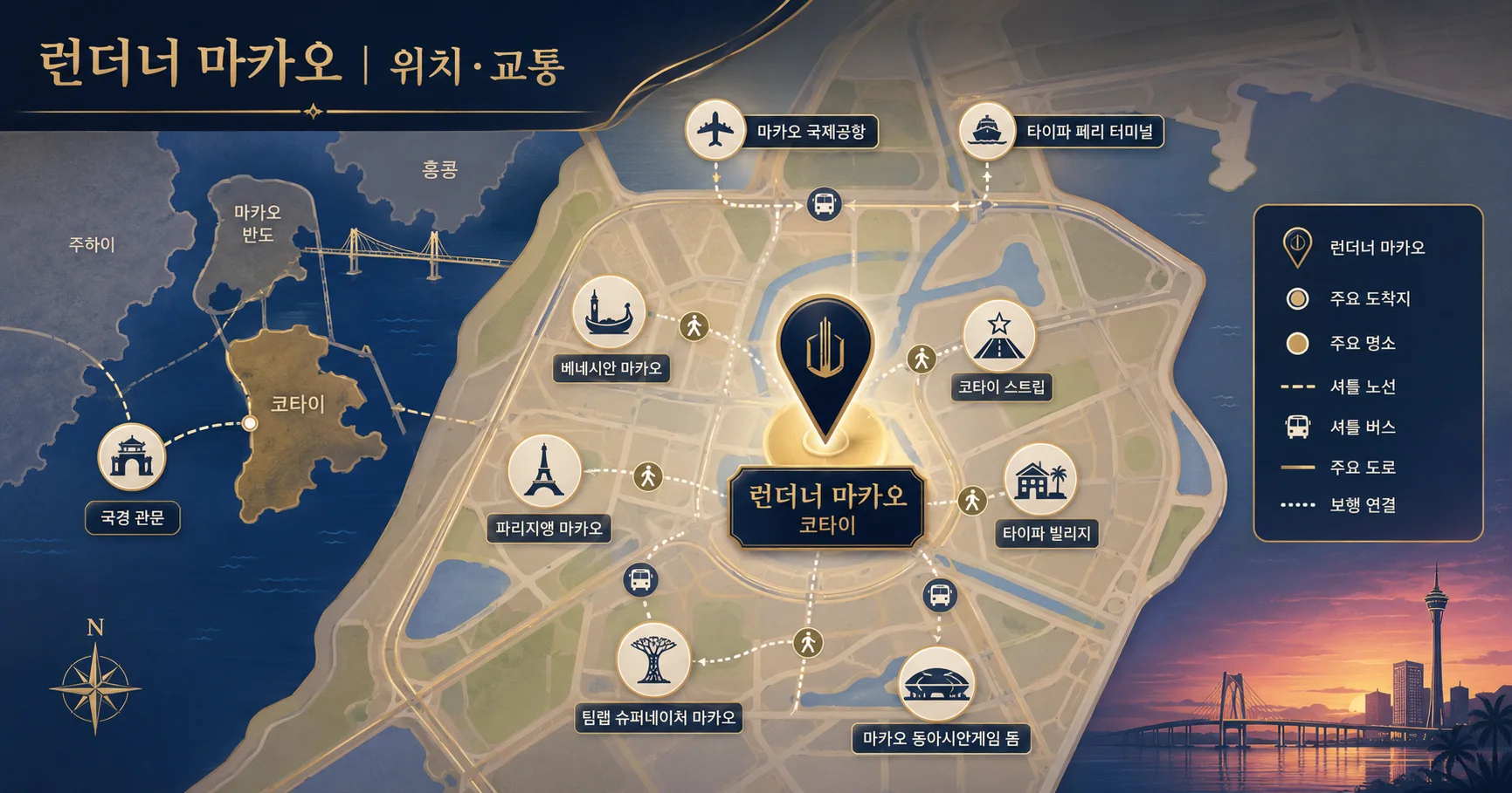 2-런더너 마카오 위치와 이동 정보