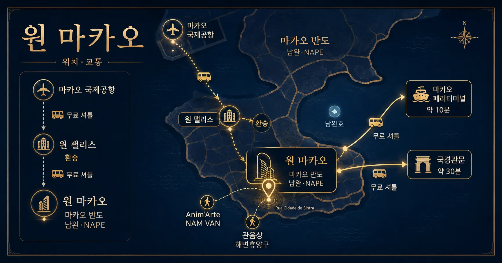 2-윈 마카오 위치와 이동 정보