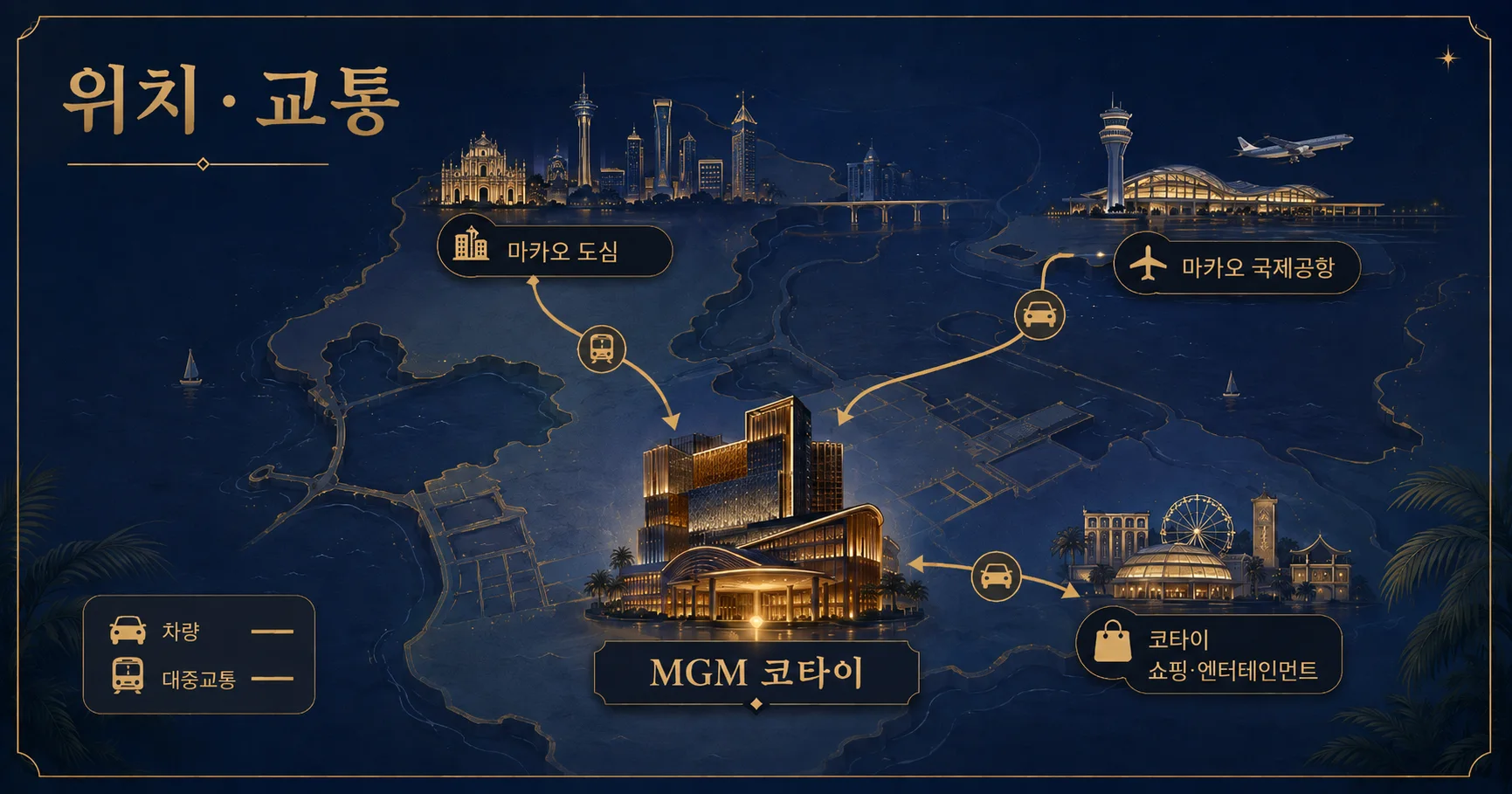 2-MGM 코타이 위치와 이동 정보