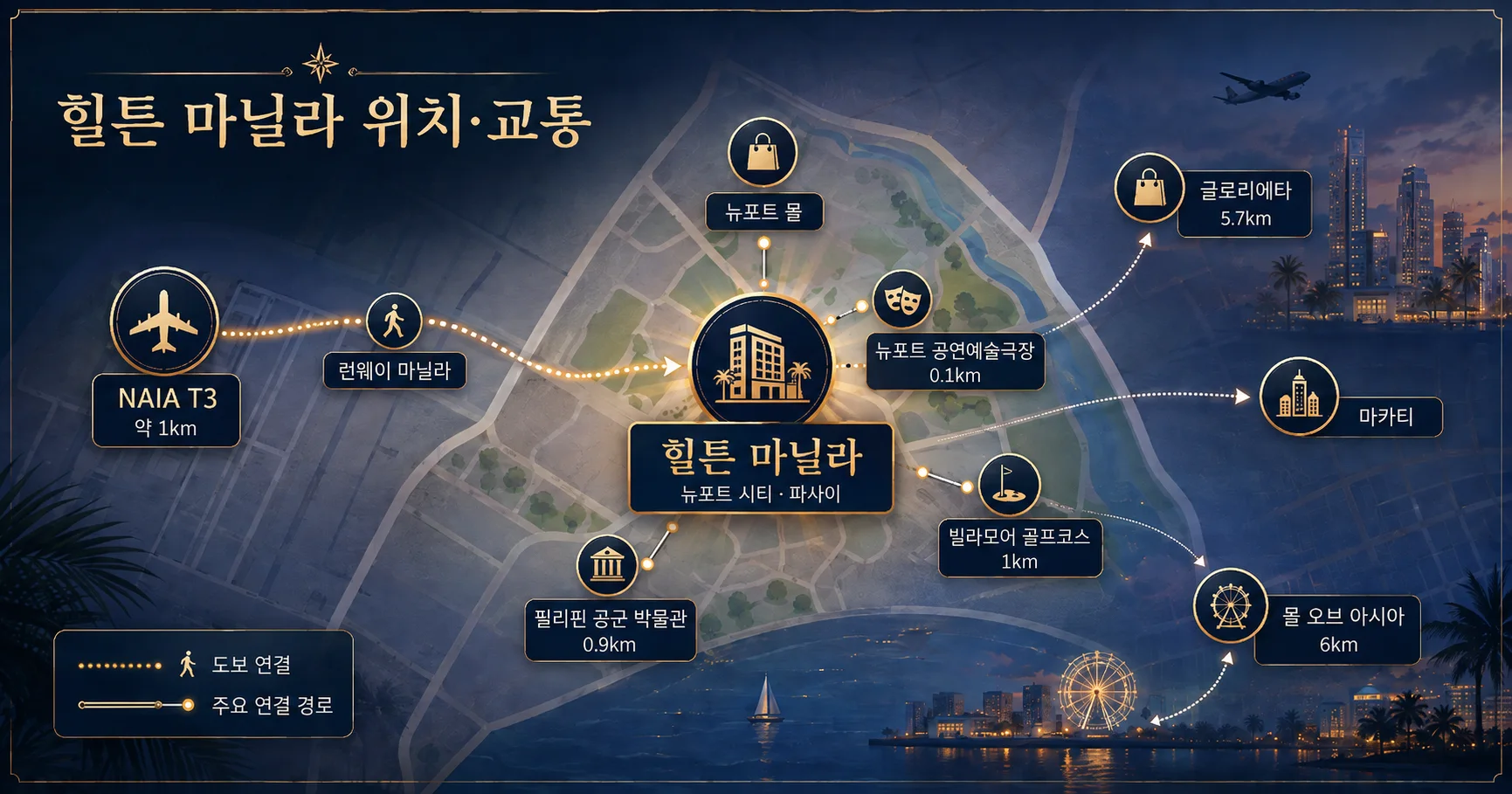 2-힐튼 마닐라 위치와 이동 정보