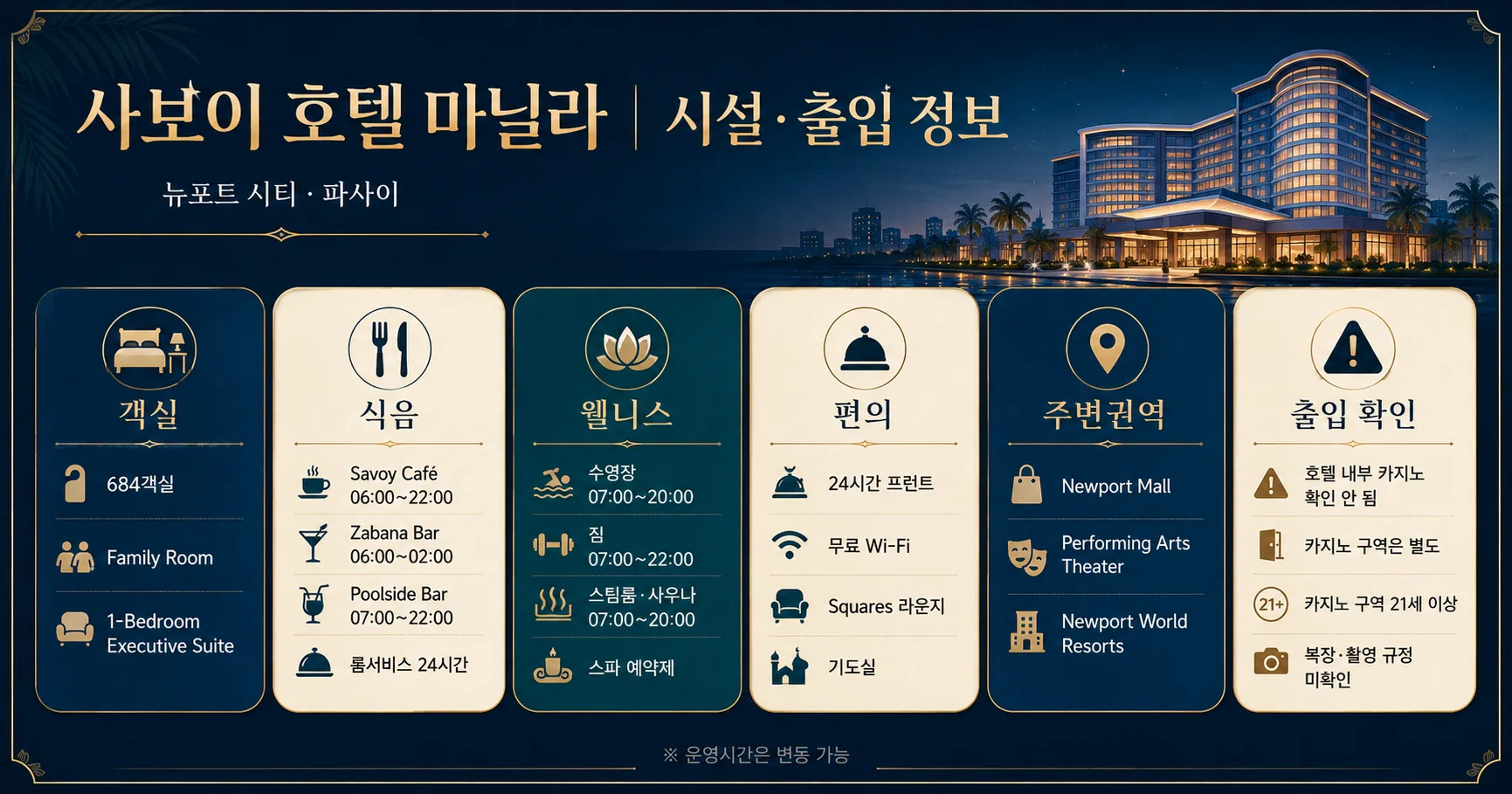 3-사보이 호텔 마닐라 시설과 출입 확인사항