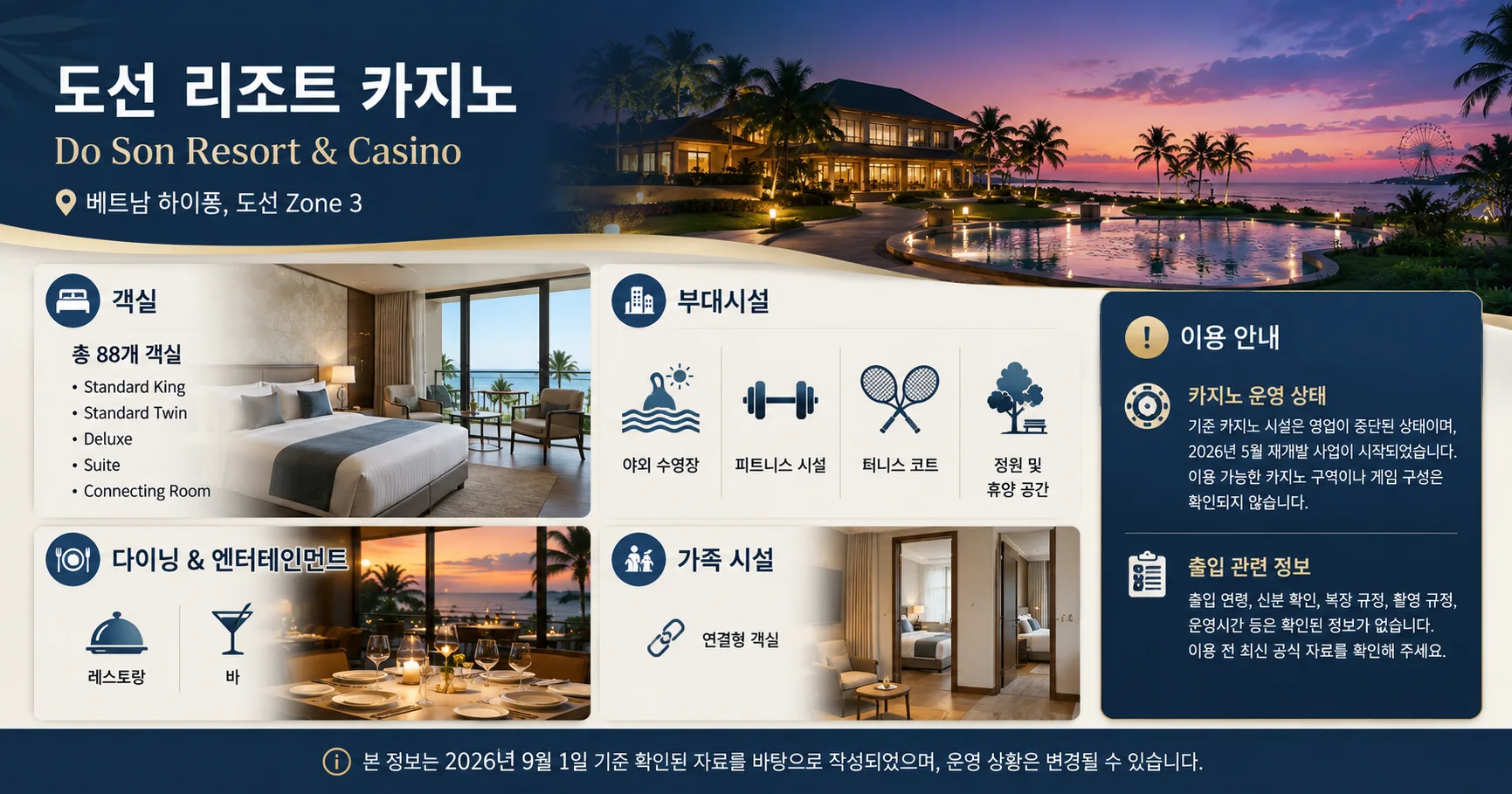 3-도선 리조트 카지노 시설과 출입 확인사항