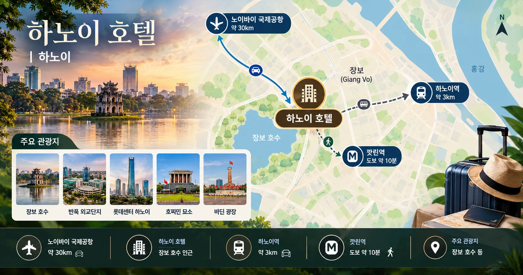 2-하노이 호텔 위치와 이동 정보