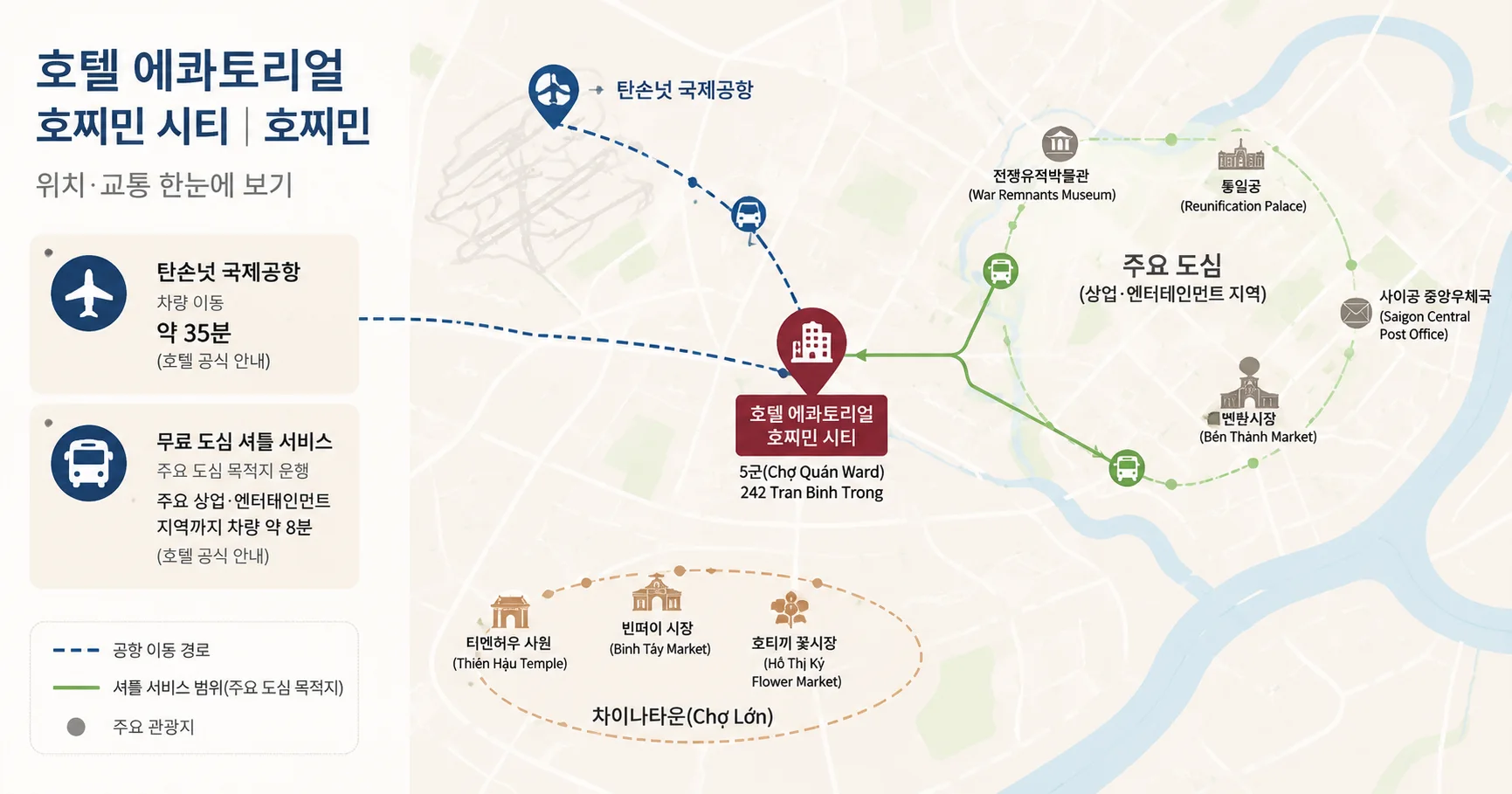 2-호텔 에콰토리얼 호찌민 시티 위치와 이동 정보
