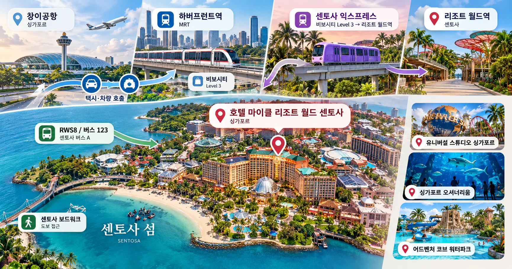 2-호텔 마이클 리조트 월드 센토사 위치와 이동 정보