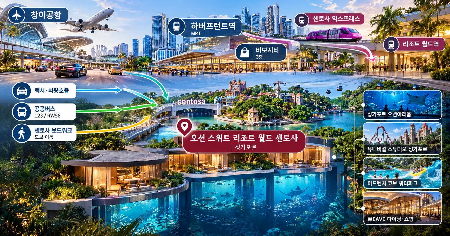 2-오션 스위트 리조트 월드 센토사 위치와 이동 정보