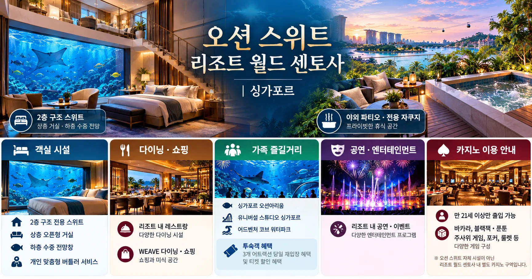 3-오션 스위트 리조트 월드 센토사 시설과 출입 확인사항
