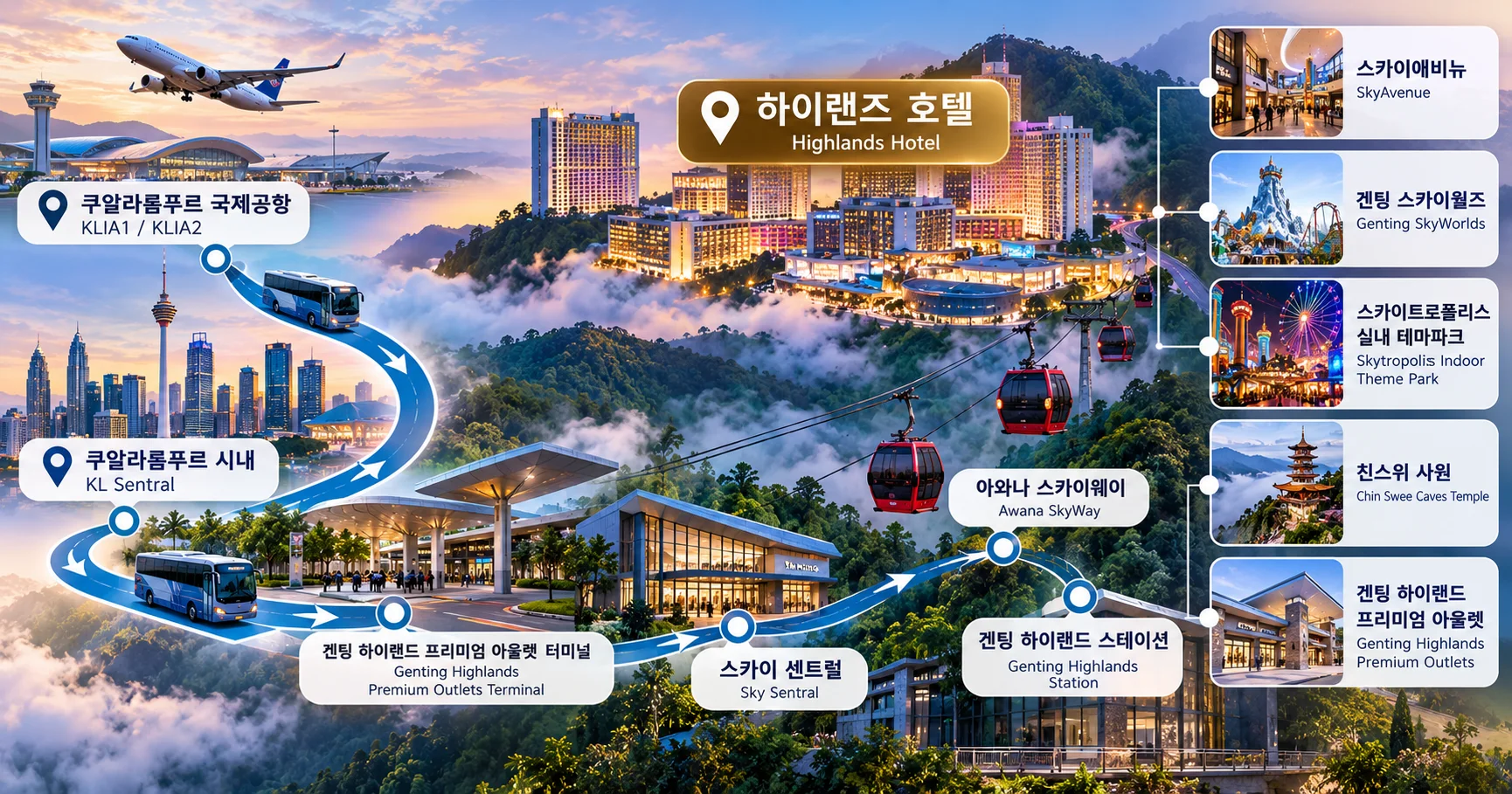 2-하이랜즈 호텔 위치와 이동 정보