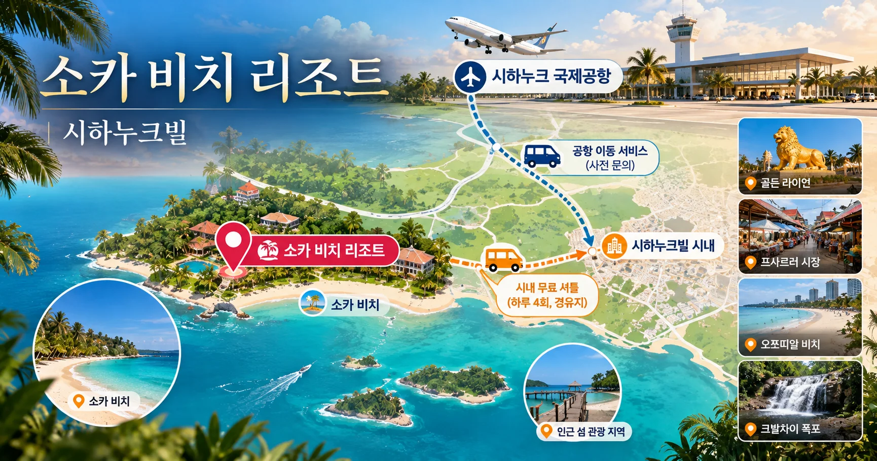 2-소카 비치 리조트 위치와 시하누크빌 시내 이동 정보