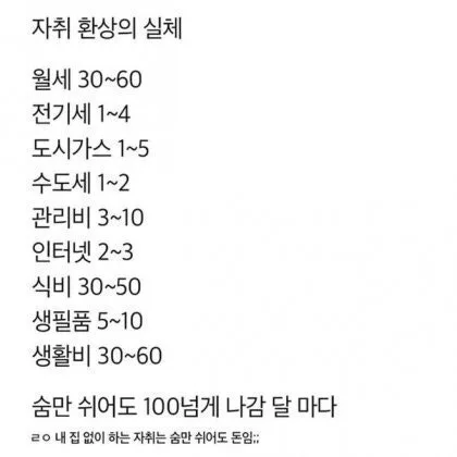 자취 생활비 목록 1