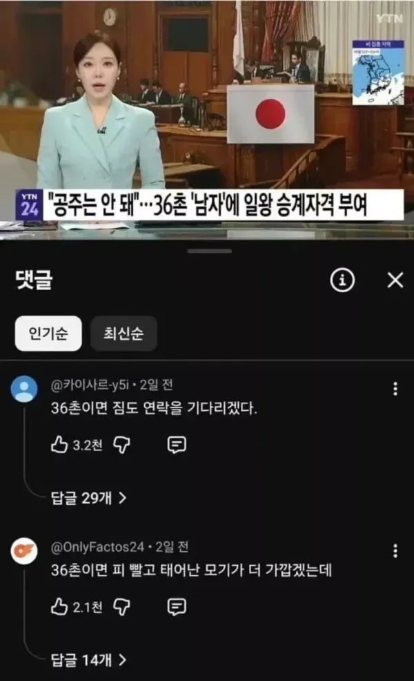 뉴스 앵커가 보이는 방송 화면