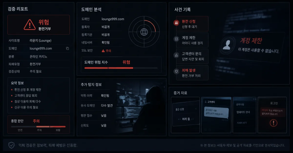 라운지(Lounge)(lounge999.com) 242만원 출금 요청이 처리되지 않았다는 제보